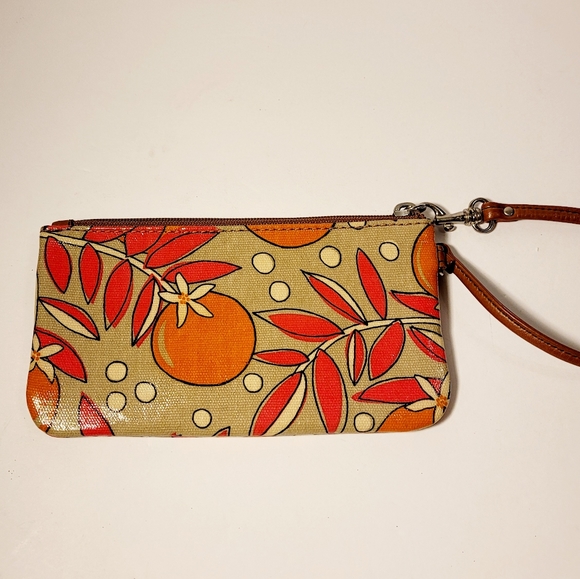 Fossil Key-Per Coated Canvas & Leather Wristlet - Picture 3 of 5
